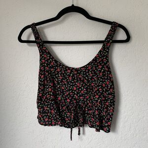 Forever 21 Crop Top Black Red Floral Women S Dark Romantic Feminine Cottagecore